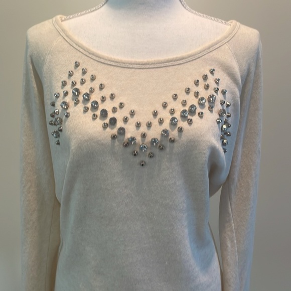 Express Cream Knit Sweater with Silver Embellishments - Picture 2 of 8